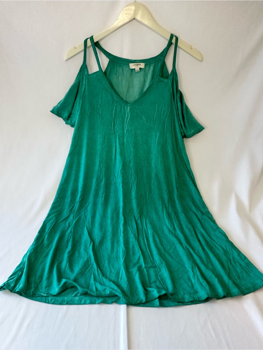 Umgee Emerald Green Cold-Shoulder Midi Dress